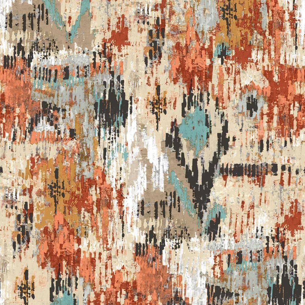 RoomMates RMK11247RL Orange Aztec Peel and Stick Wallpaper, 12.7 x 40.6 cm
