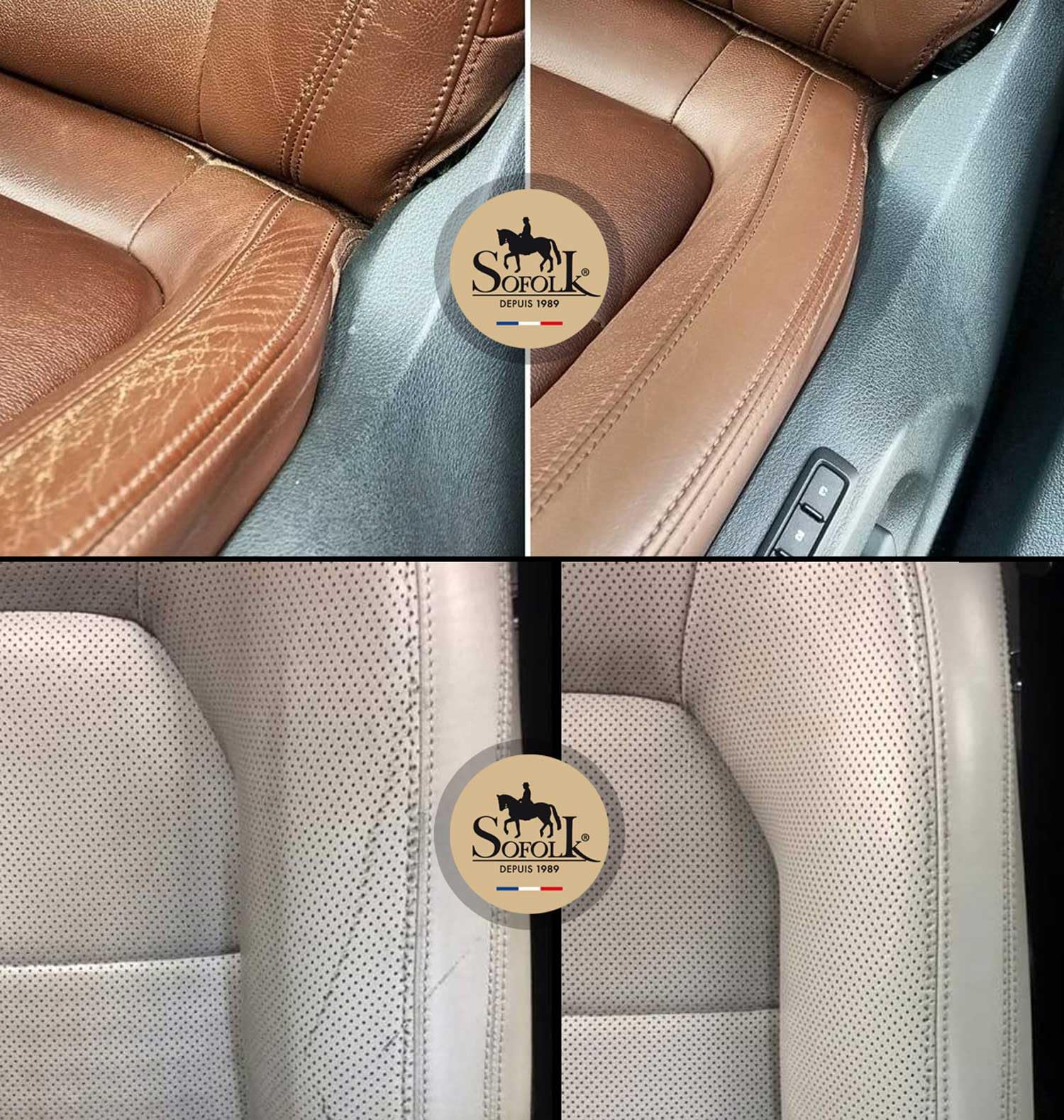 SOFOLK – Kit de renovación de piel para un asiento de coche – Reparación de grietas y desgaste, recoloración del asiento de coche, todos los tonos, protección y cuidado nutritivo (01-Negro)
