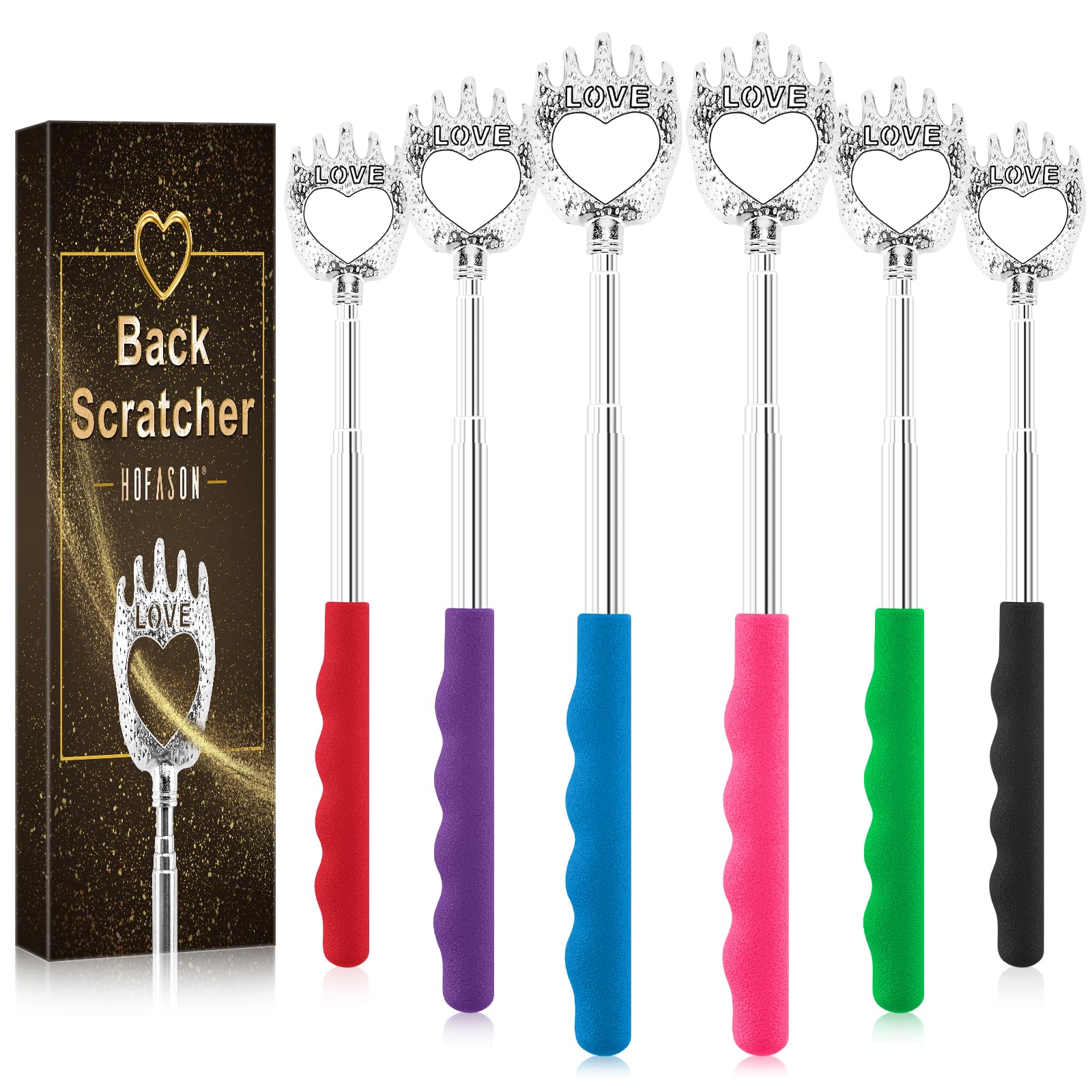 HOFASON 6 Pack Back Scratcher, Fathers Day Dad Gifts, Stocking Stuffers for Adults Women Men, Easter Basket Stuffers, White Elephant Gifts, Prizes for Adult, Birthday Gift for Mom Dad Wife Husband