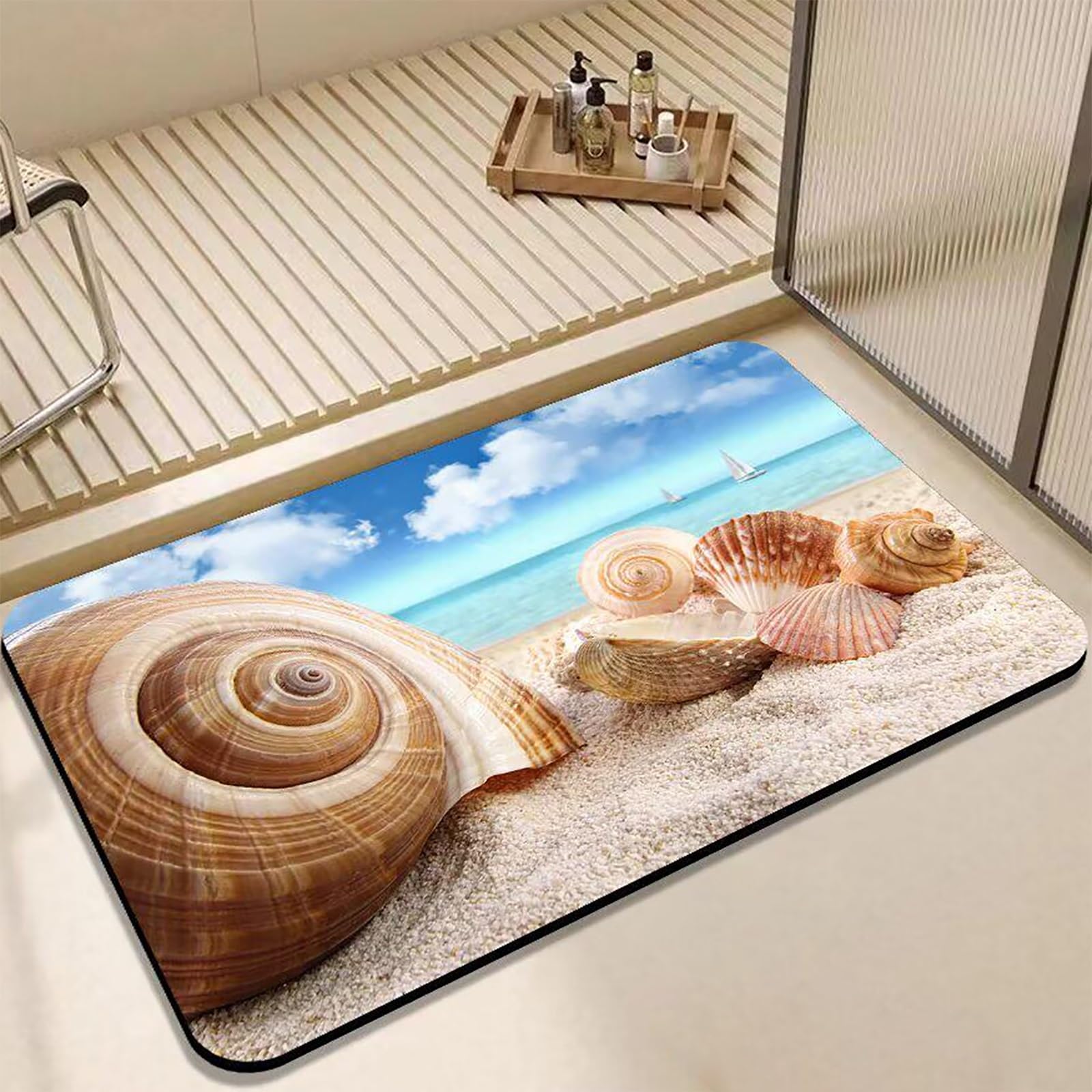 Tapis à illusion 3D étoiles de mer bleu moyen pour salon
