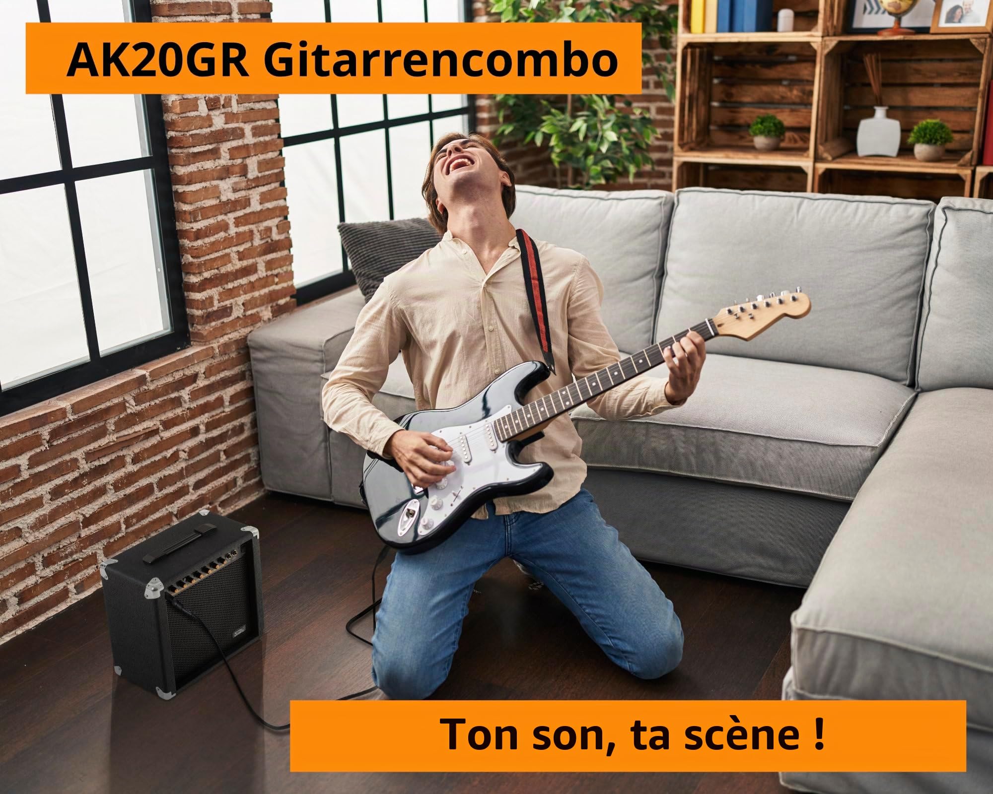 Soundking AK20-GR Combo Guitare - 2 Canaux, 60 Watts, Haut-Parleur 8" | 2 Canaux (clean & distorsion), 60 Watts (Puissance Crête), Vraie réverbération à ressort (Reverb), Réglages: Canal, Treble