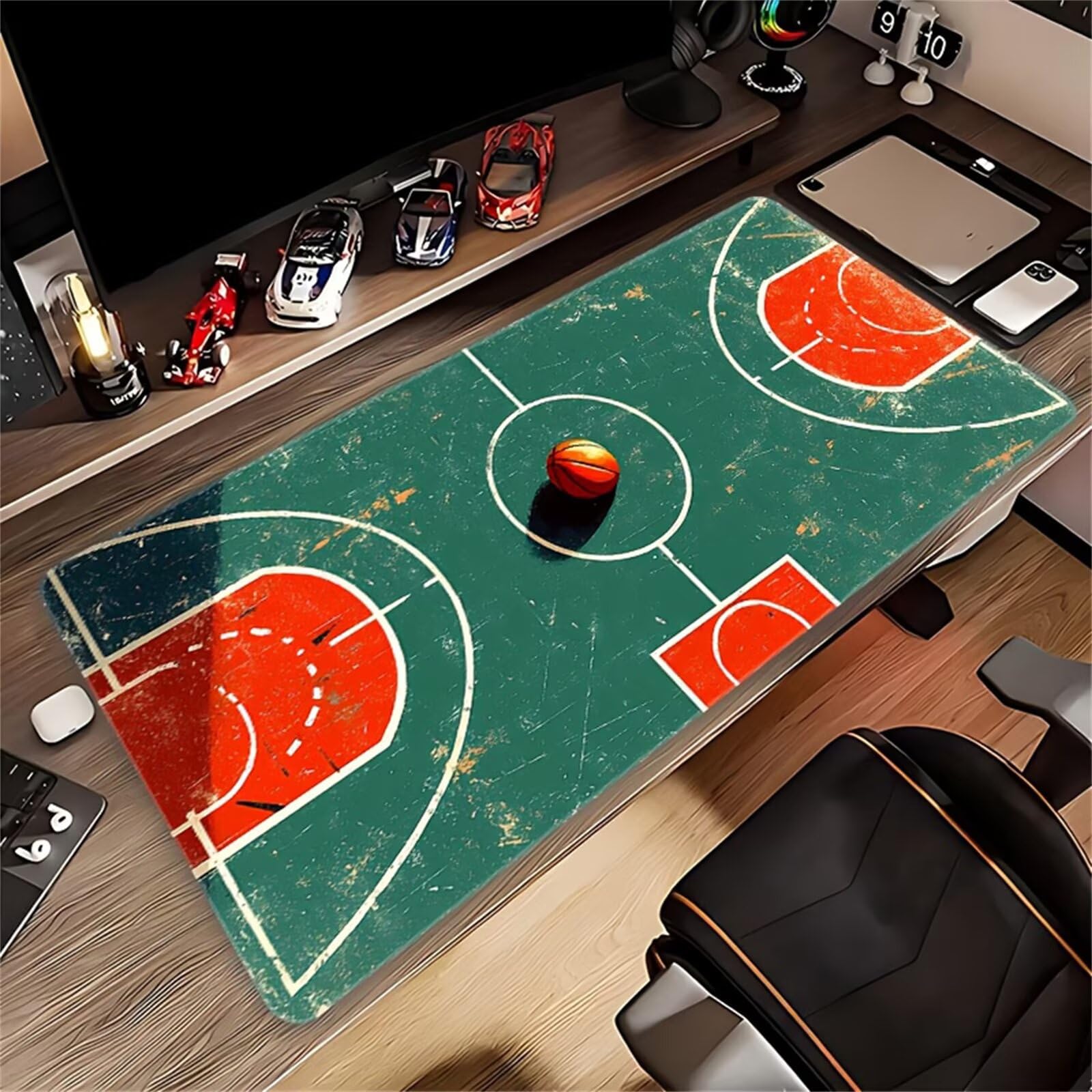 Tappetino Mouse da Gioco 1000x500x3mm, Campo Basket Mouse Pad XXL ad Alta Precisione e Velocità, Base in Gomma Antiscivolo Ultra-Grip, Tappetino per Scrivania Tastiera e PC