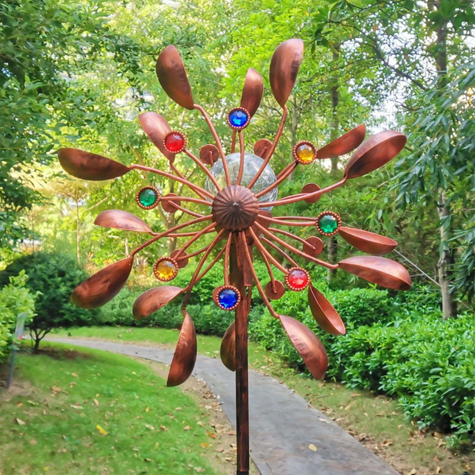 Girandole per Giardino,Girandola A Vento in Metallo Decorazione Artistica da Giardino,Arte del Vento da Giardino,Girandola A Vento Ad Energia Solare