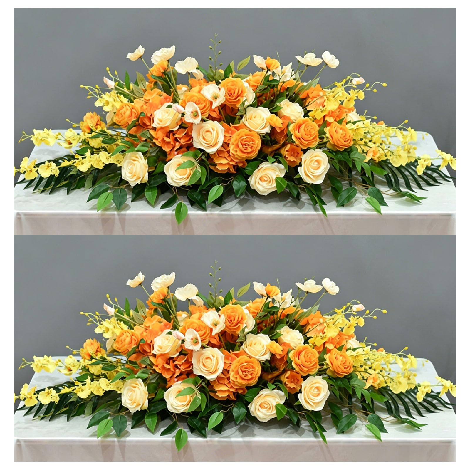 Formal Meeting Table Floral, Corporate Decor Arrangement, Business Table Floral, Artificial Flower Decoration For Formal Venues, Meetings, Corpora(Size:100×40×30cm (39.37×15.75×11.81in),Color:A-2 Pcs)
