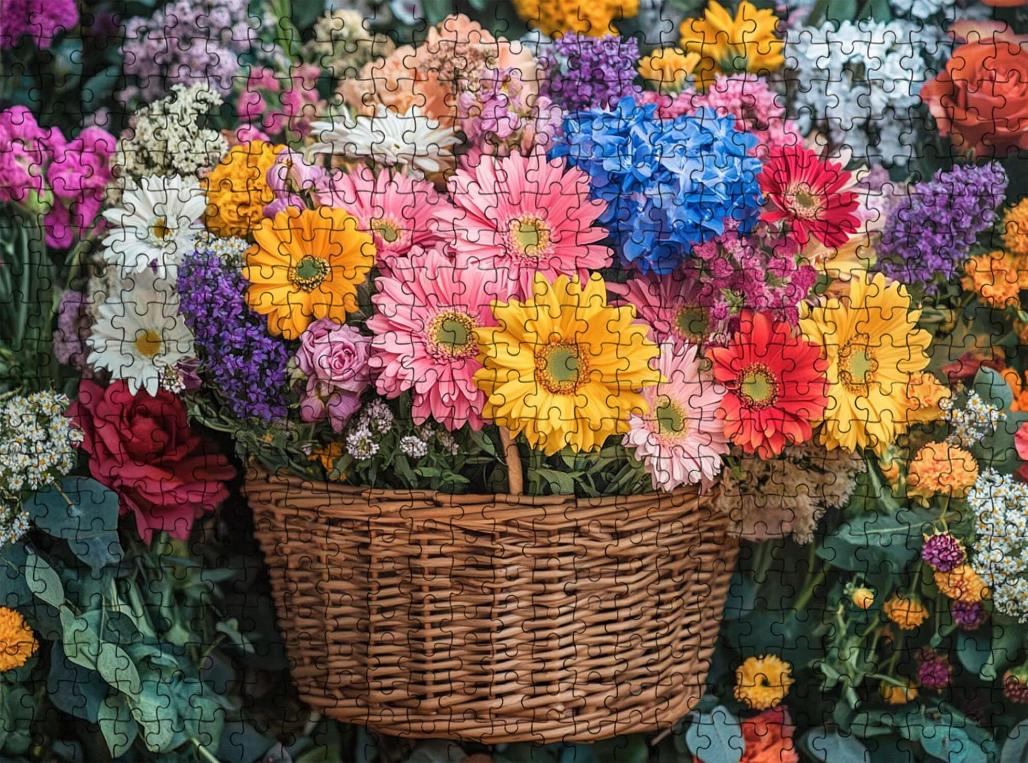 Cesta Flores Flor-2 Puzzle de 1500 Piezas, Juego de Mesa Familiar de Madera - Rompecabezas Adultos para Toda La Familia, Rompecabezas Educativo DIY y Antiestrés - Regalo de Mujer, 87 x 57 cm f0-392