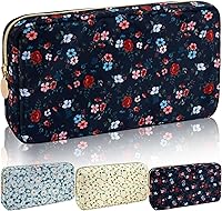 Vista 30 de Iqimott Bolsa Grande de Maquillaje de Nylon, Estuche de Viaje Preppy, Bolsa Grande de Cosméticos de Nylon, Organizador de Maquillaje, Bolsa de Rosa