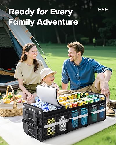 Miniatura 8 de HOTOR Organizador de maletero, organizador de automóvil de 3 compartimentos y almacenamiento con bolsa refrigeradora, organizador de almacenamiento
