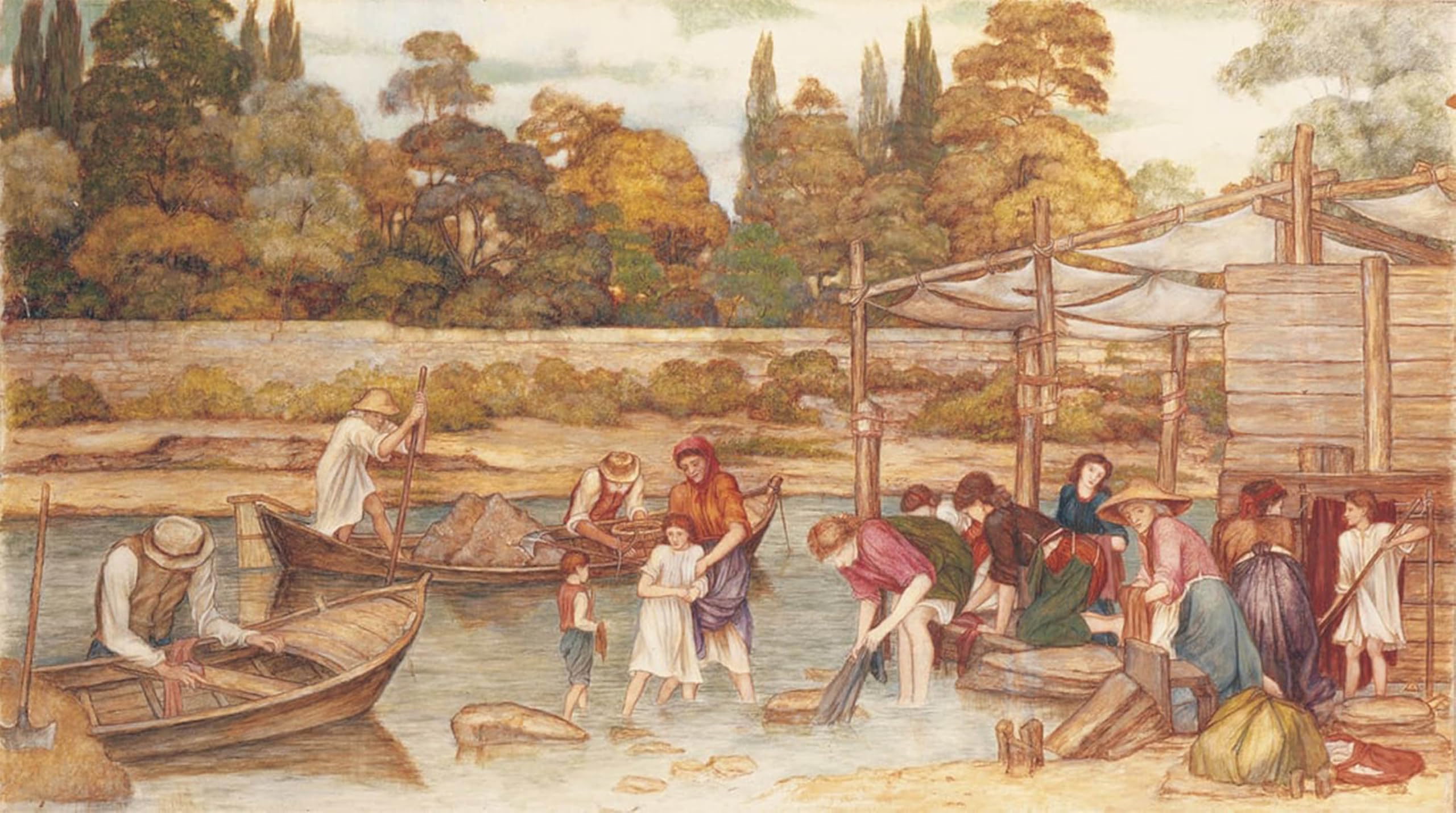 ARTXLXXBN Famous Painting Canvas Artwork Graffiti Print the Washing Place by Roddam Spencer Stanhope Portrait Canvas Image for Home Decor 60x90cm