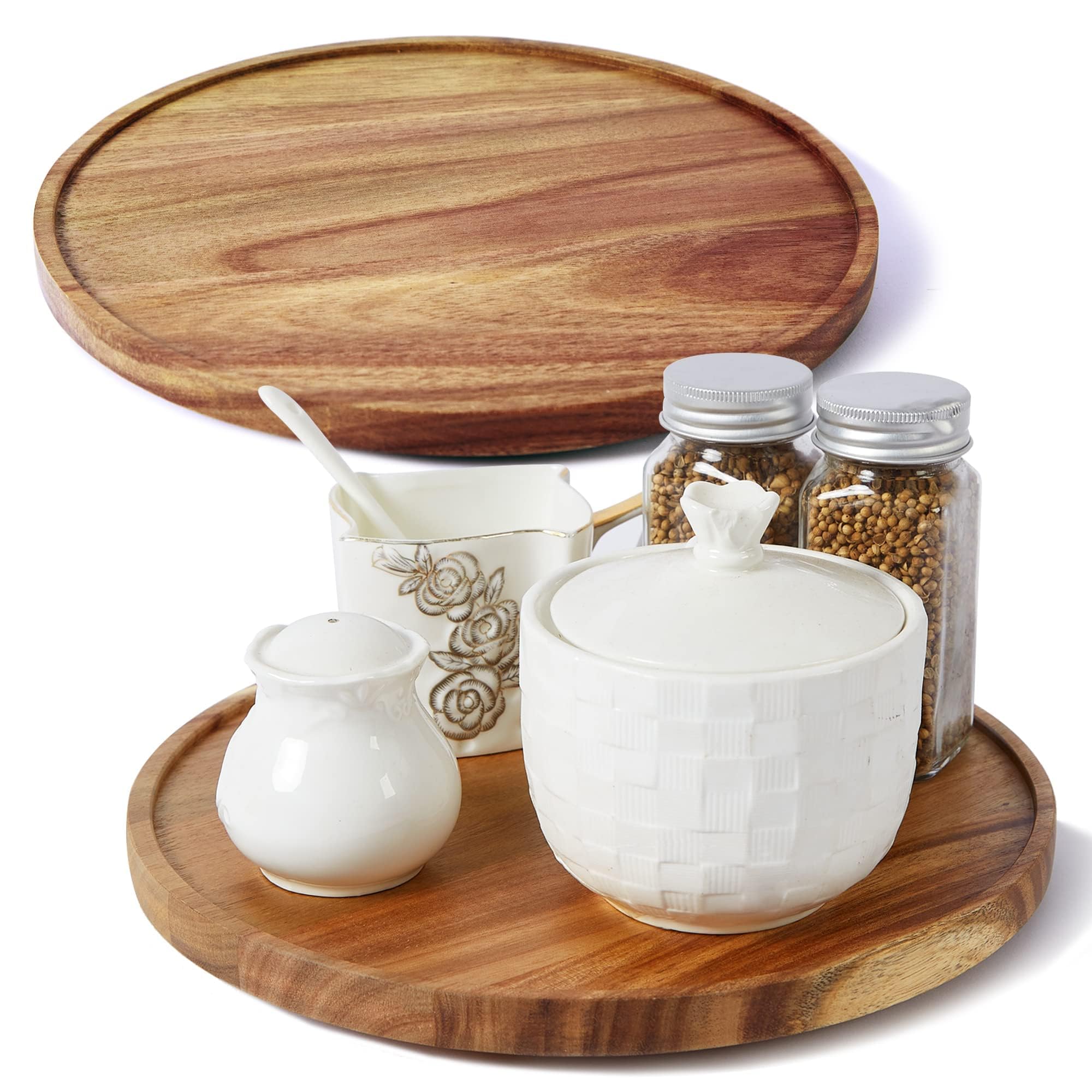 Amazon.com - [ 2 Pack ] 10-inch Acacia Wood Lazy Susan Organizers
