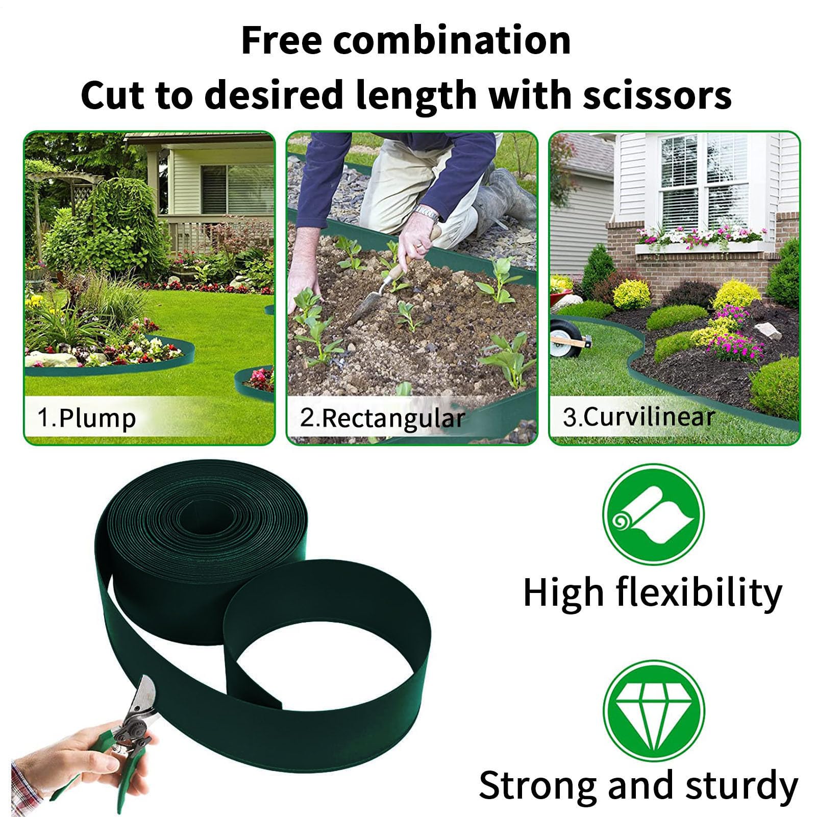 Bordure de jardin – Accessoire de pelouse pour cour | Matériau PE flexible