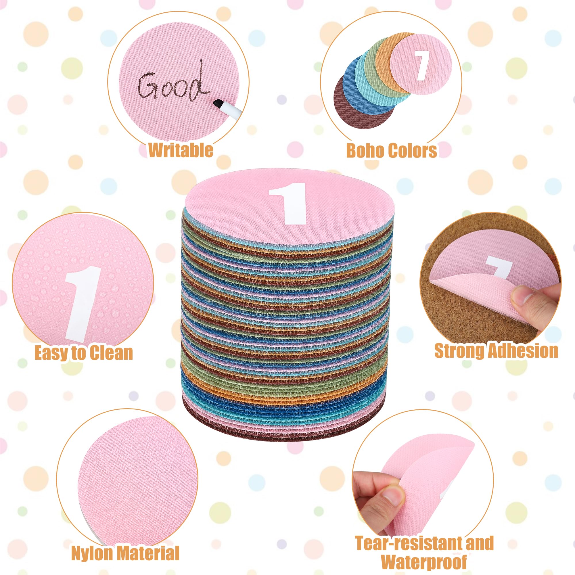 48 Pcs Boho Carpet Spot Markers with Numbers 1-36 Floor Dots for Classroom 4 Inch Sitting Spots Circle Markers Carpet Dots for Teacher Classroom Preschool Elementary Kindergarten Supplies - Image 3