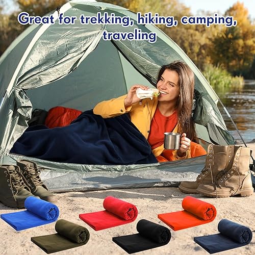 Miniatura 7 de Preboun 6 piezas de forro polar para saco de dormir para adultos, forro cálido para saco de dormir para clima frío, 70.9 x 31.5 pulgadas, con