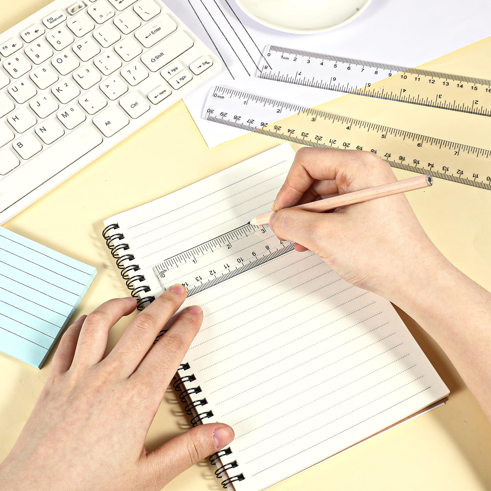 3Pcs Clear Ruler, 6 Inch 8 Inch 12 Inch Plastic Ruler Set Acrylic Straight Rulers with Centimeters and Inches Transparent Measuring Tools for Student School Office - Image 5