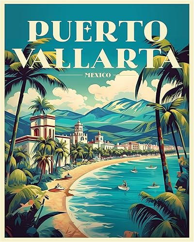 R and R Imports Póster de viaje vintage de recuerdo de México de Puerto Vallarta, 8 x 10 pulgadas