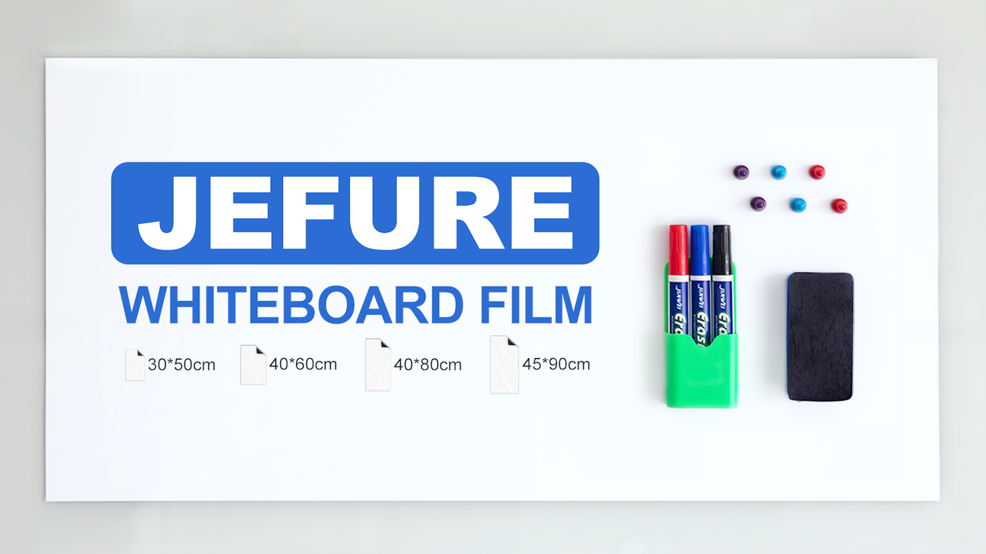 Tableau Magnetique Mural Enfant Idéal Bureau école Organisation Papier Tableau Blanc Magnétique JEFURE 45x90 Cm - Effaçable à Sec - Avec Marqueurs Et Éponge Tableau Magnétique 90x120 Papier Aimanté