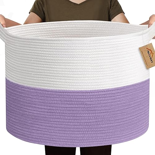 Miniatura 12 de Cesta de cuerda extra grande, cesta de almacenamiento de mimbre tejida XXXL, organizador y almacenamiento de juguetes para habitación de niños