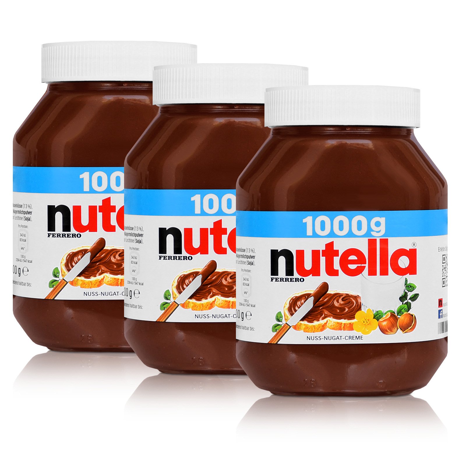 3x Ferrero Nutella Glas Brotaufstrich Schokolade 1000g