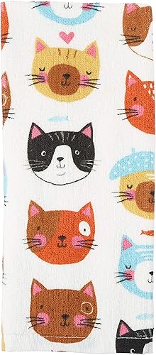 Kay Dee R3820 Designs Crazy Cat Terry - Toalla de cocina, 16 x 26 pulgadas, varios, blanco, multicolor