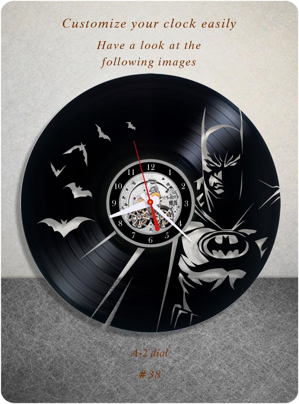 Batman vinyl clock, vinyl wall clock, vinyl record clock