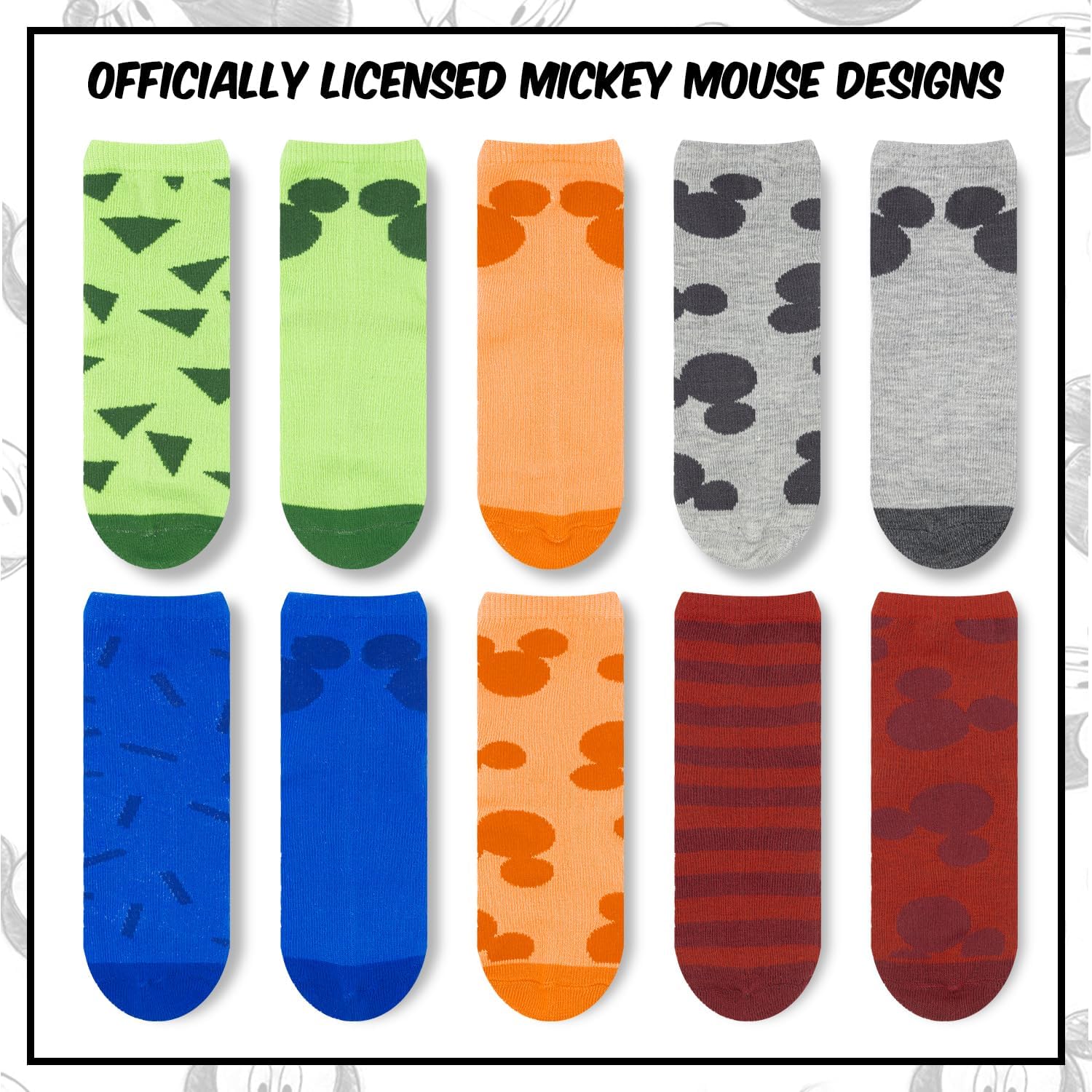 Disney Mickey Mouse Toddler Socks - 10 Pack with Anti-Slip Grippers Featuring Mickey Mouse Clubhouse Characters for Ages 2-4 - Image 3