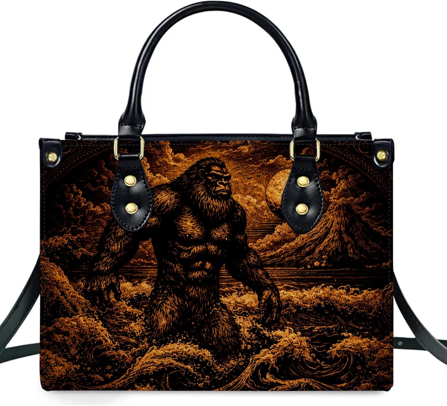 Novelty Animal Art Leather Handbag Collection with Matching Purse, Vintage Wildlife Tote Bag Gift for Women - Image 4