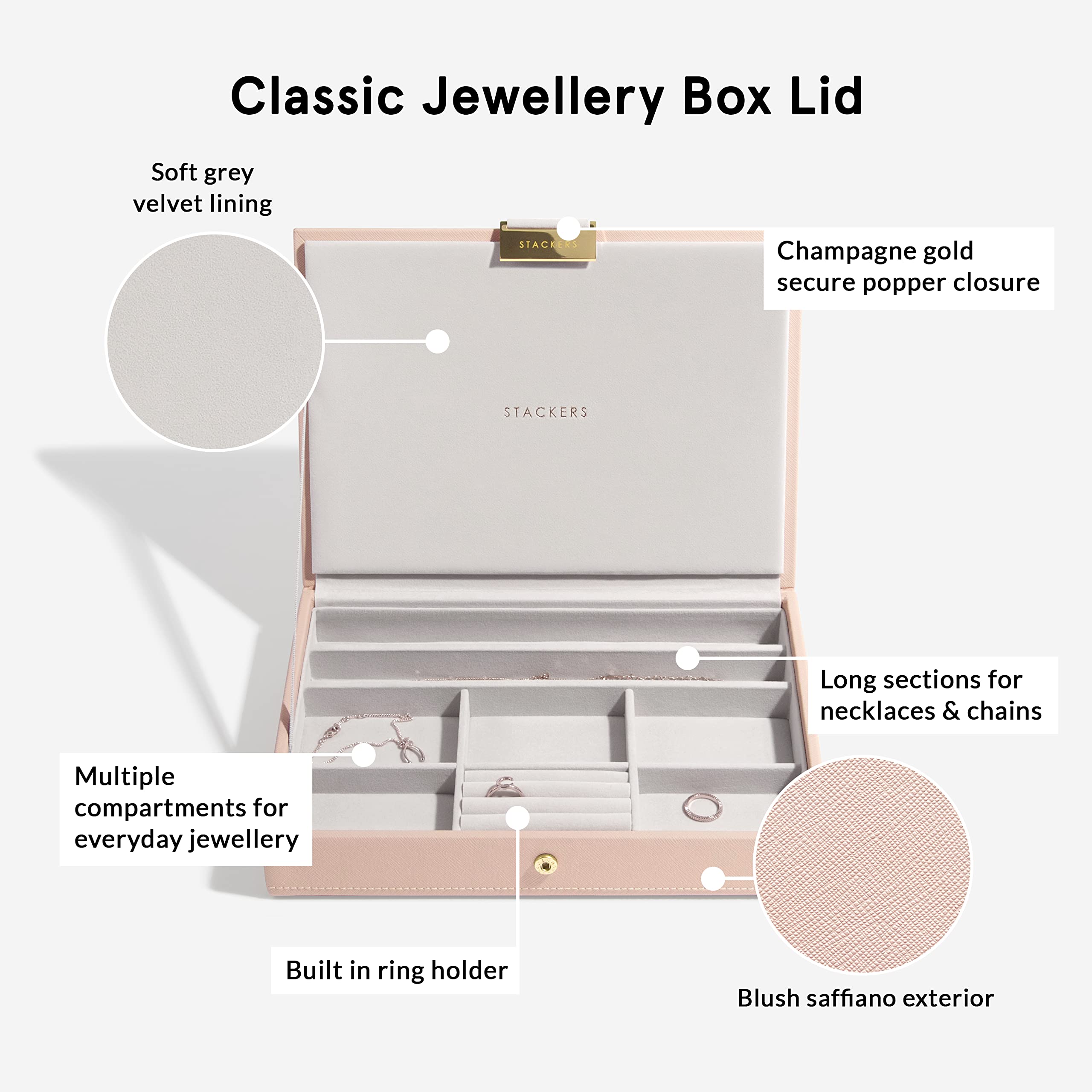 Stackers Blush Classic Set of 5 With Champagne Gold Fitting + Foil