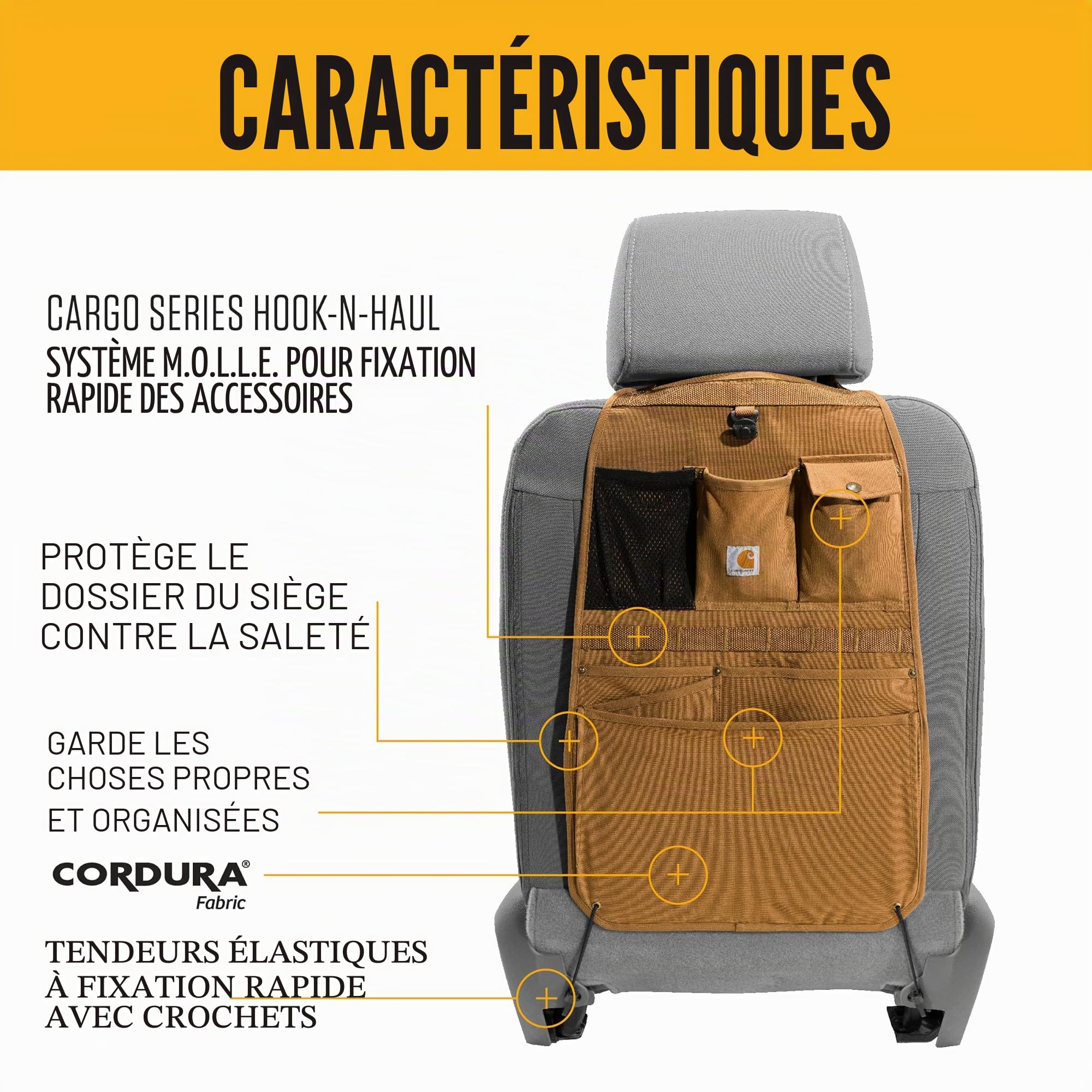 Carhartt Organiseur universel en nylon pour siège Marron