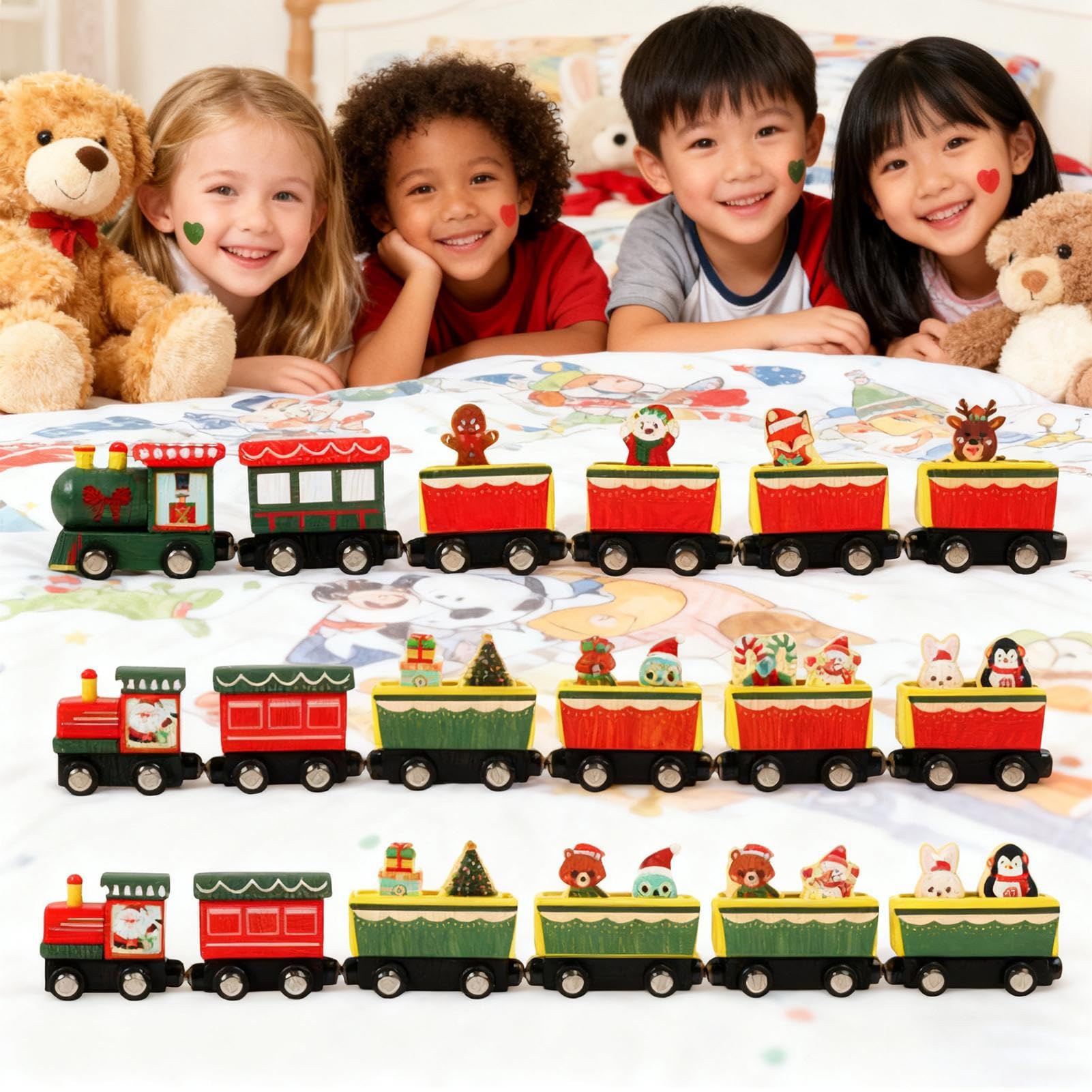 Genérico Juguete Tren Navideño para Bebés Decoración Navideña de Madera