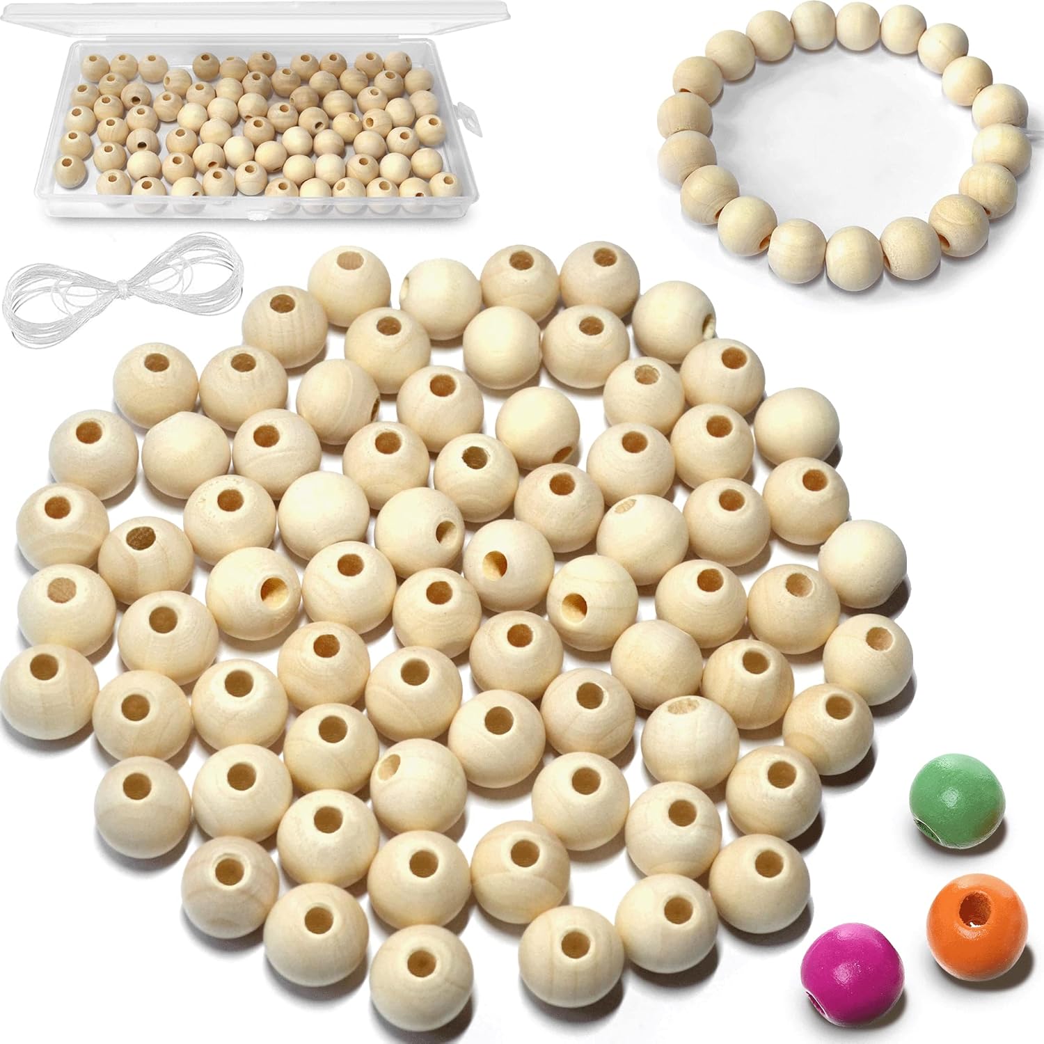 72 Natural Wooden Beads for Crafting Macrame Wooden Beads 12mm as