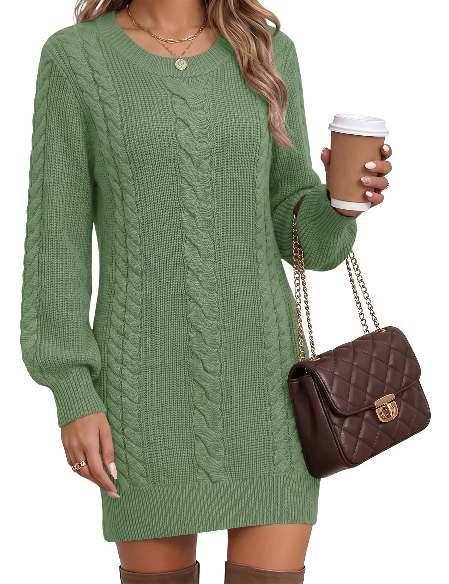 Kistore Strickkleid Damen Rundhalsausschnitt Kleid Strickpullover 2026 | Winterkleider Damen,Knitted Strickkleid,Damen Mode 2026