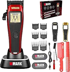 WMARK Cortador de cabelo profissional durável sem fio para barbeiros, estilistas e homens - Motor Maglev de 10.000 RPM, lâmina desbotada com abertura zero revestida com DLC, 3 tampas modulares NG-X1