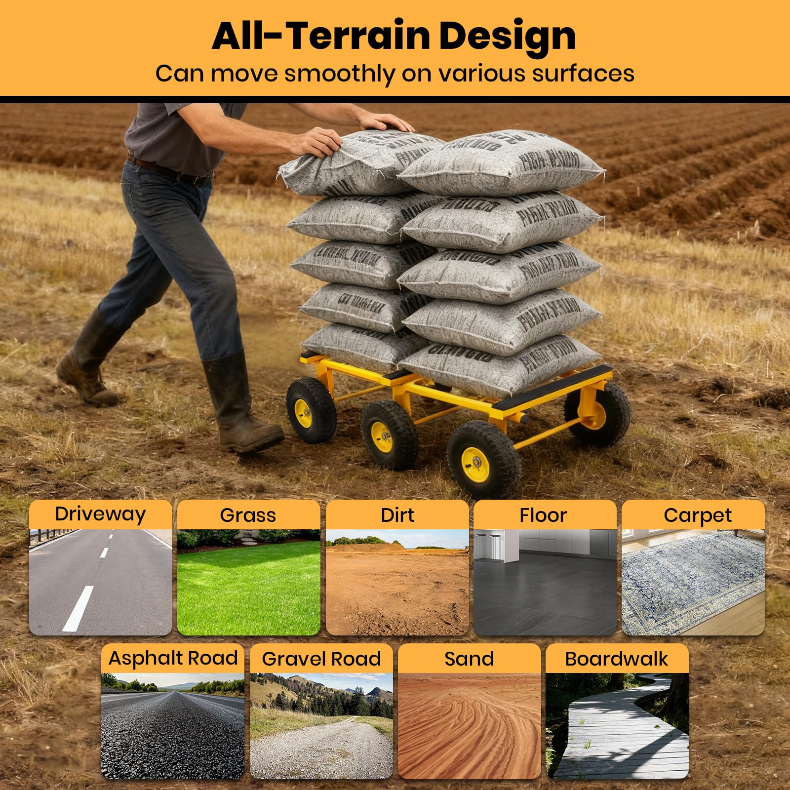 Heavy Duty 6 Wheel Dolly - 1300 lbs Capacity -6 Heavy Duty 6 Wheel Dolly - 1300 lbs Capacity -6