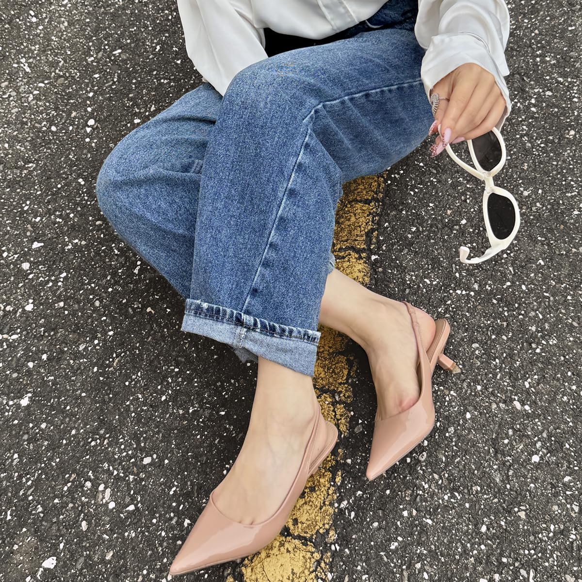 JENN ARDOR Slingback Heels for Women Low Heels Dress Shoes Kitten Pumps Dressy Heeled Sandals Wide Width Fashion Casual Shoes - Image 2