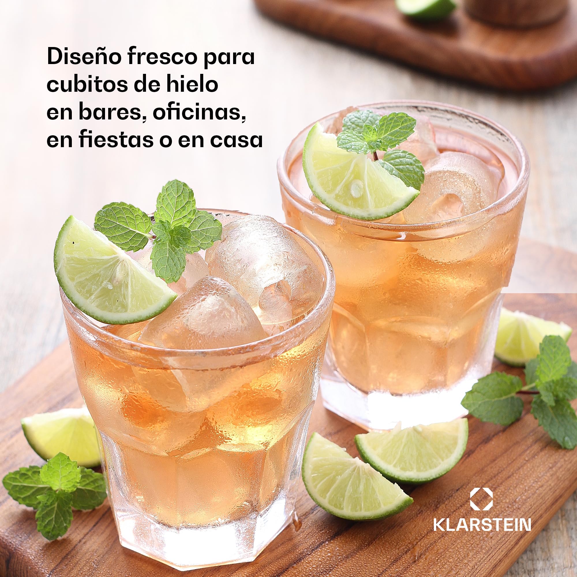 Klarstein Máquina de hielo para casa, Camping Gastro, Mini cubitos rápidos, Máquina profesional para cubitos grandes y pequeños, autolimpiable, depósito de agua de 2,3 L, 15 kg de hielo en 24 h