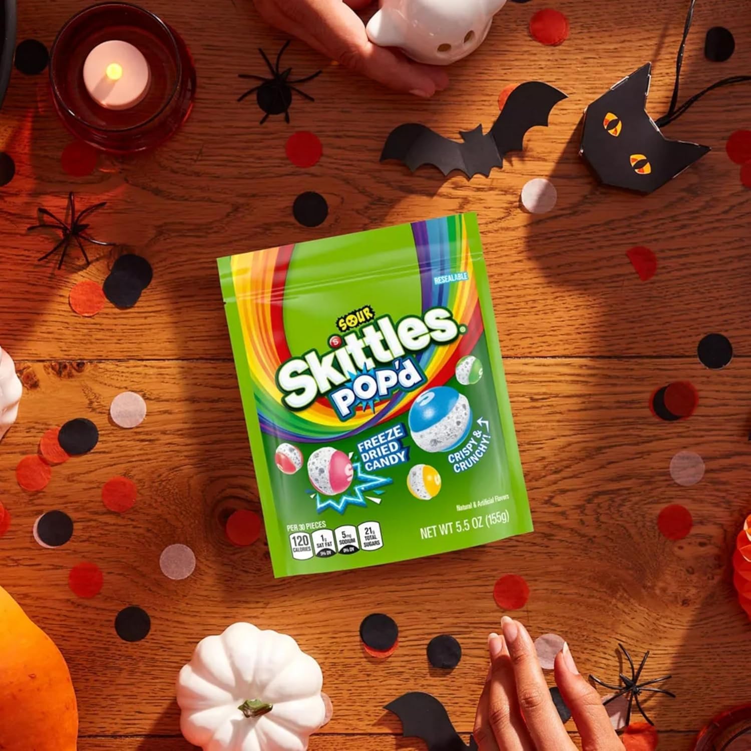 ASSORTIT X Skittles POP’D Sour Freeze Dried Candy, Bulk 3 Pack (5.5 Oz Each, Total 16.5 Oz), Crunchy Tangy Fruity Candy Snack, Resealable Bags