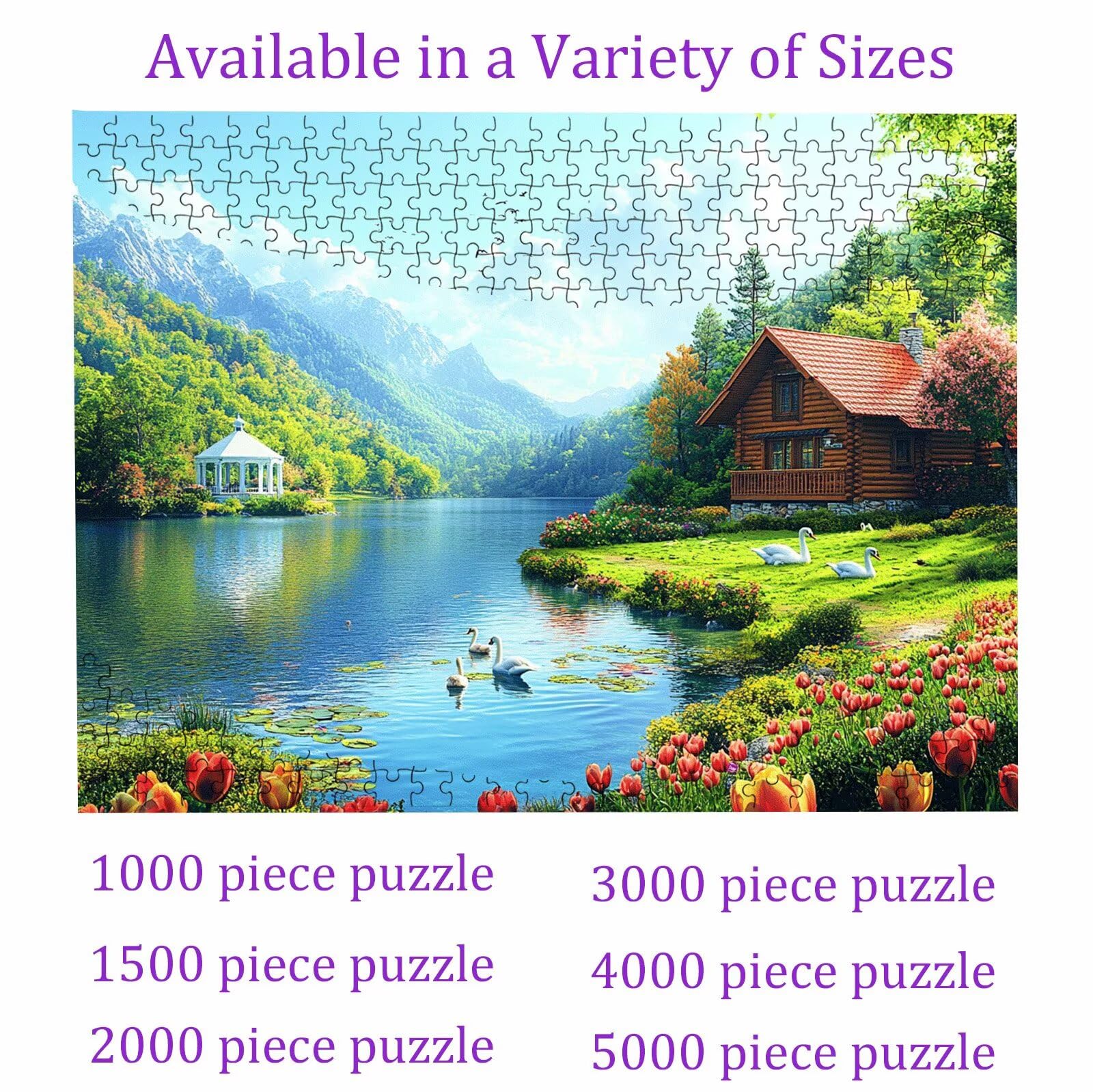 Puzzle lago Paesaggio(2), Puzzle Adulti 3000 pezzi, Puzzles Legno con Squisita Scatola di Imballaggio, Rompicapo per Esperti con Incastro Perfetto, Stampa Alta Definizione, Regalo per Adulti W3H-916