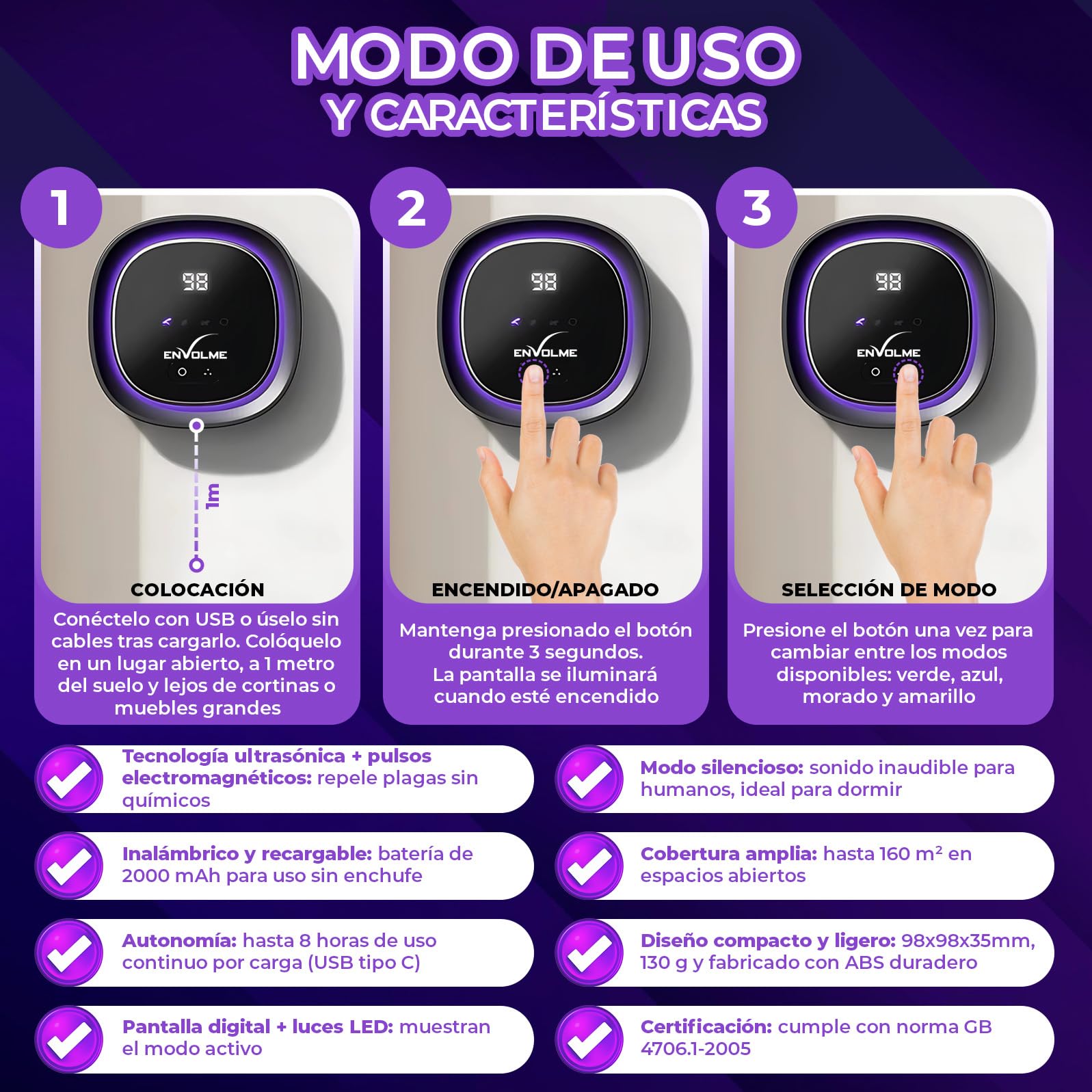Repelente Ultrasónico de Plagas- Repelente Cucarachas - Ahuyentador de Ratas - Anit Ratas - Anti Ratones - Anti Cucarachas electrico - Sonido Casi Inaudible