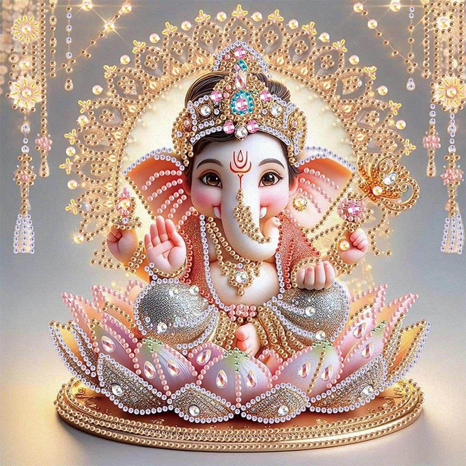 5D DIY Partial Special Shaped Drill Diamond Painting Kit Ganesha Decor 30x30cm (D)