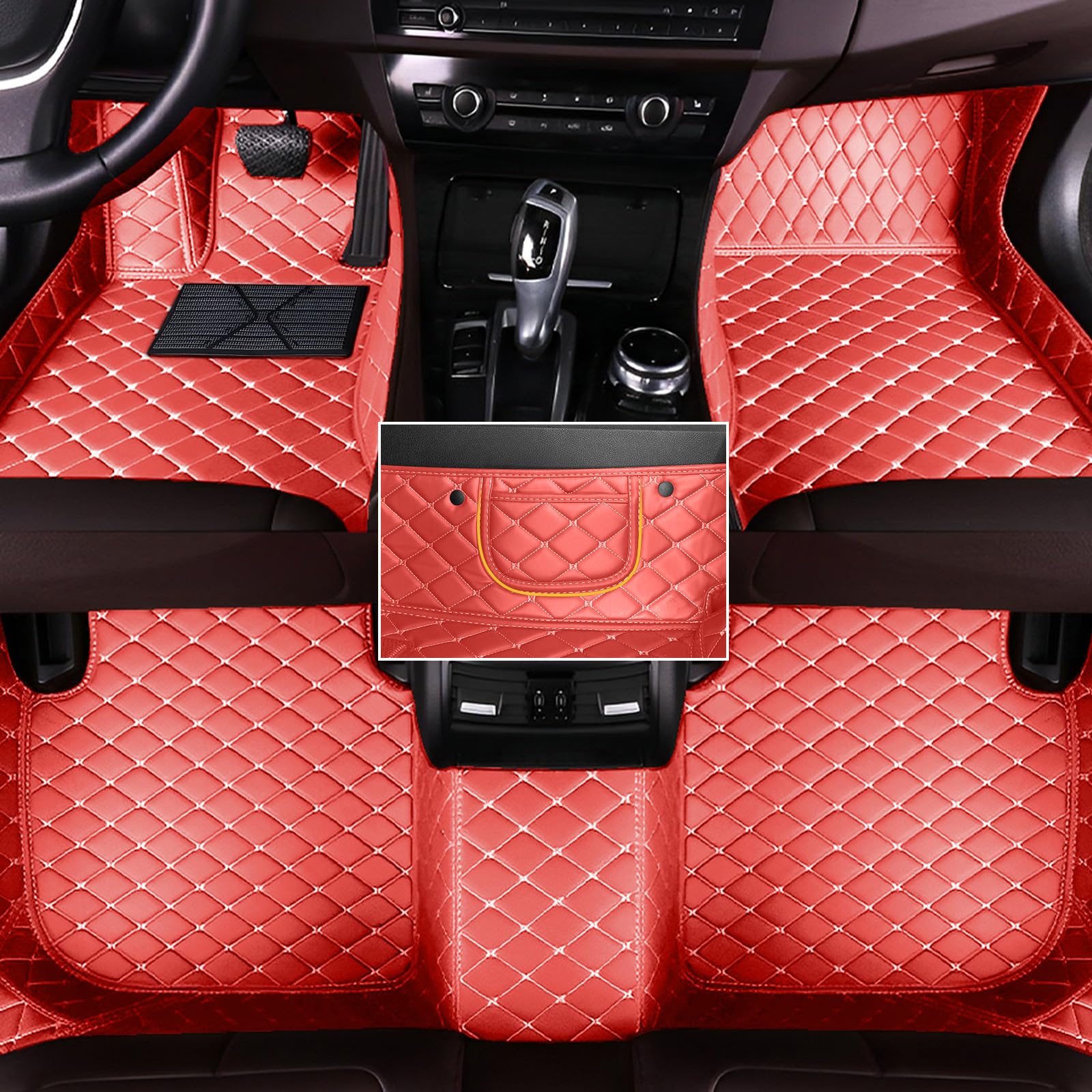 Car Floor Mats Full Set Fit for Toyota Camry 2020-2023 Custom Making All Weather Non-Slip, Waterproof Leather Floor Liners Includes 1st and 2nd Row(