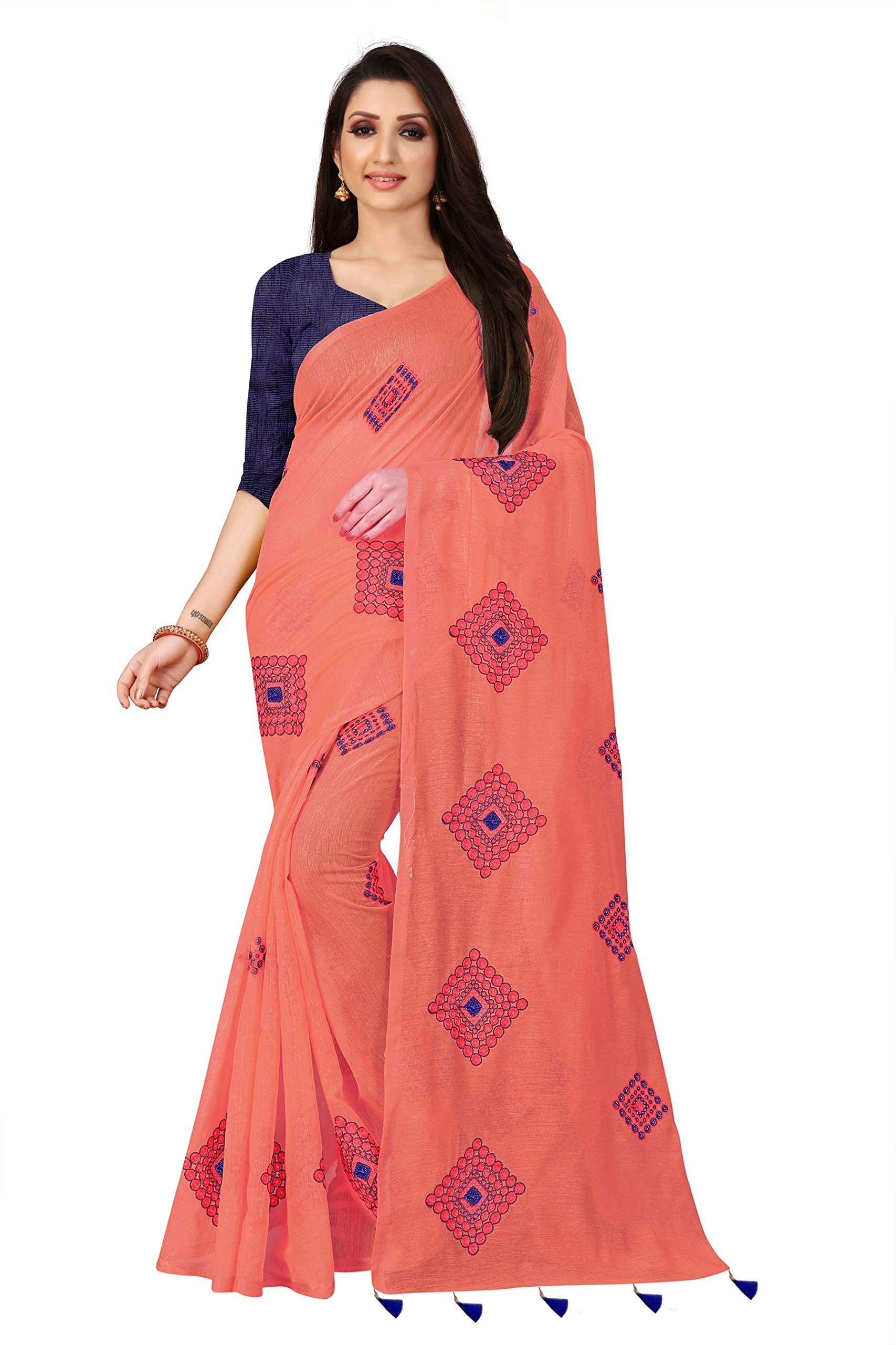 Anni Designer Women's Orange Khadi Silk Saree With Blouse Piece (NISHU ORANGE_Free Size)
