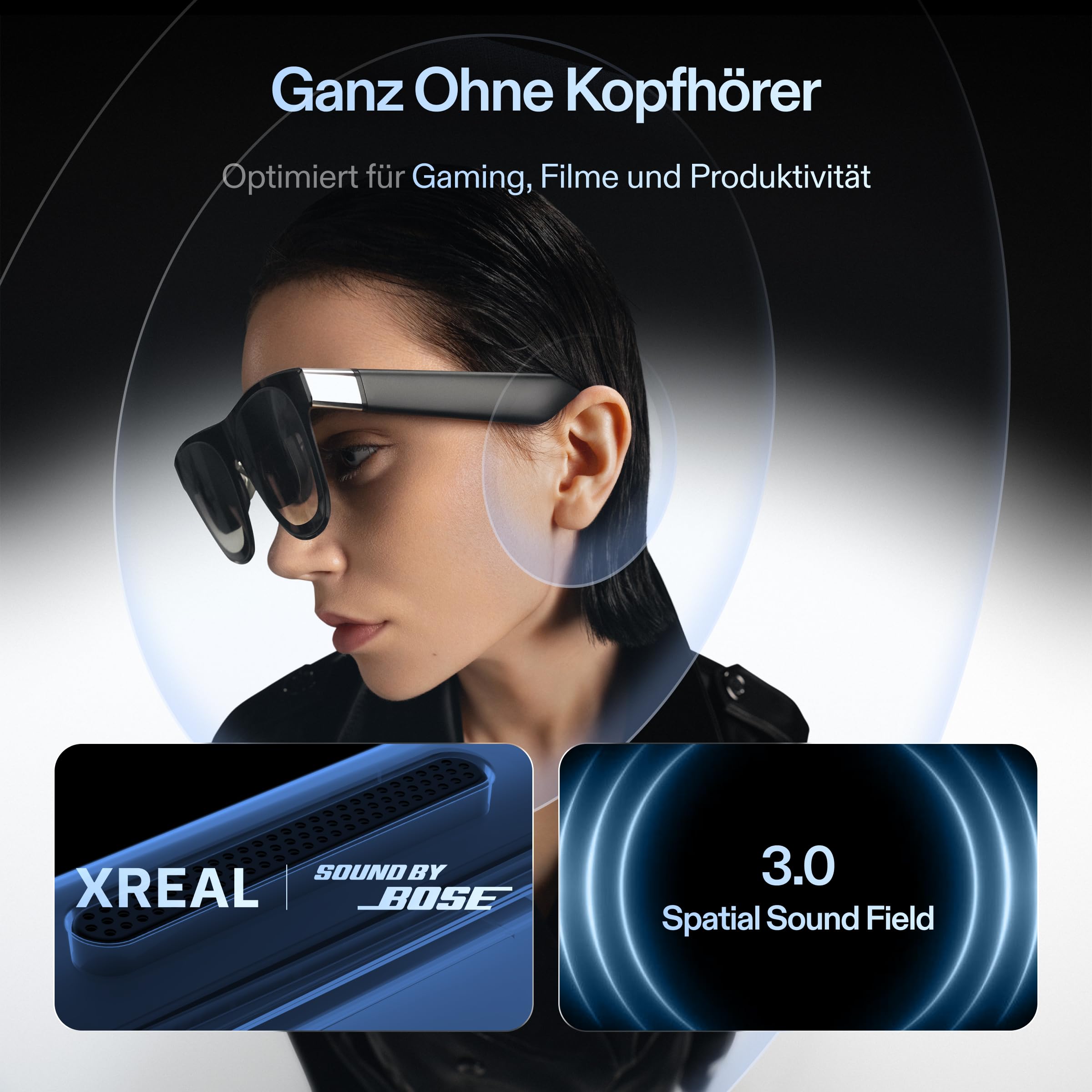 XREAL One Pro AR Brille mit X1 Chip,REAL 3D XR Brille Native 3DoF, X-Prism Optik, 57° Sichtfeld 171" 120Hz HD Display, Sound Bose AR Glass für iPhone 17/16,SteamDeck,ROG,Mac PC Android (M(IPD57–66mm))