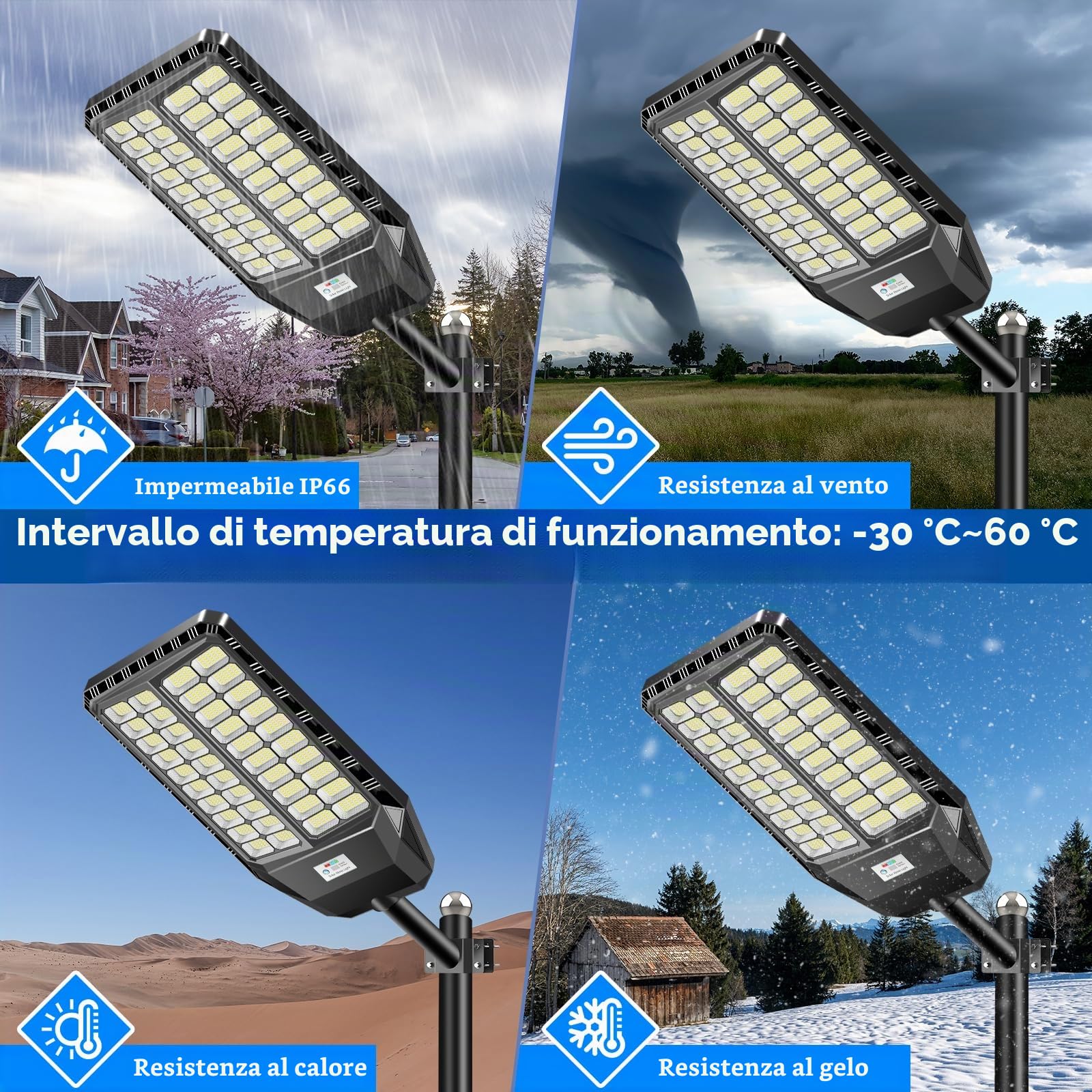 Adewalk 2600W Lampione Solare Led Esterno con Telecomando, IP66 Impermeabile Lampada Stradale Solare con Sensore di Movimento, 6500K Super Bright Lampioni da Giardino Esterno Solari per Garage Strada