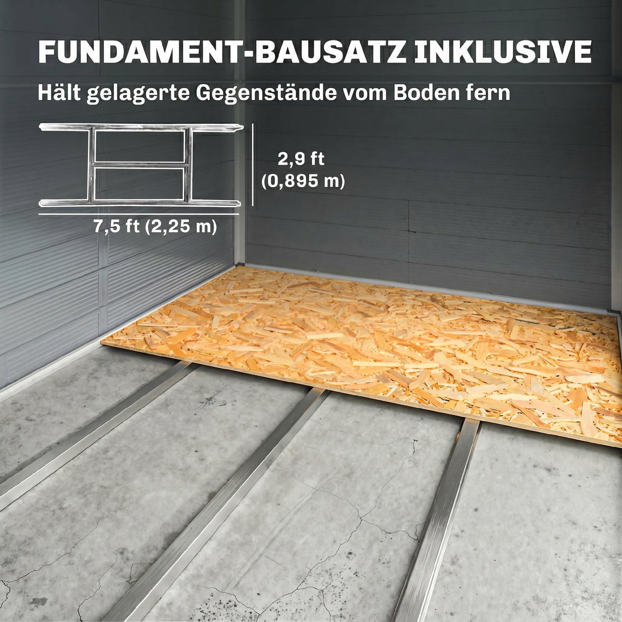 Outsunny Gerätehaus 4,1 m³, Gartenhaus mit Pultdach, 240 x 190 x 180/228 cm, Schütschuppen mit Abschließbar Tür, Fenster, Fahrradgark aus Aluminium, für Hinterhof, Garten, Grau