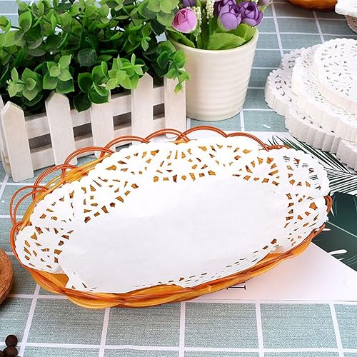 Miniatura 3 de Tim&Lin Tapetes de papel de encaje blanco - 17.78 cm x 25.4 cm Doilies de papel ovalados redondos - manteles individuales de papel desechables -