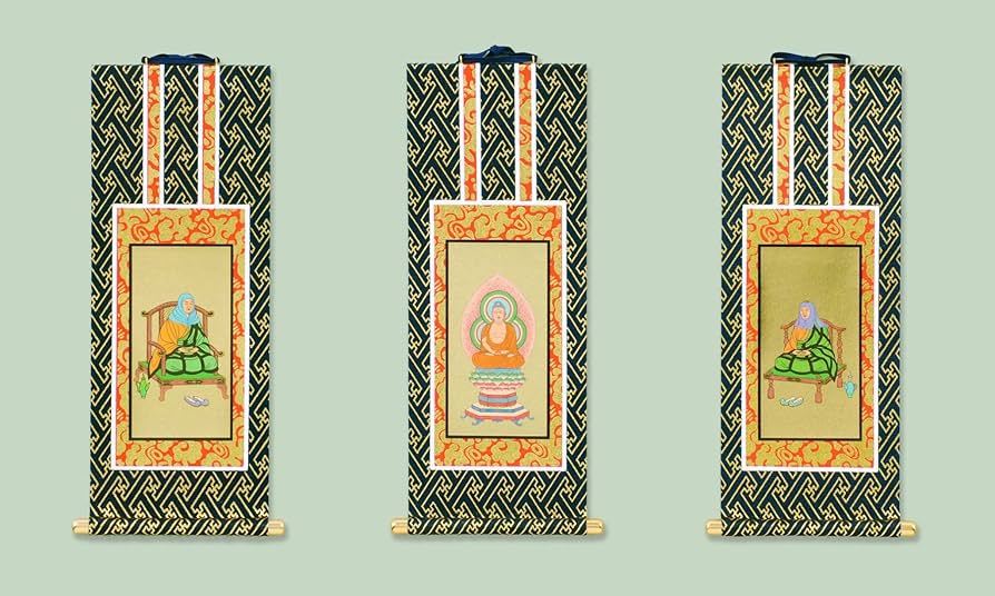 Amazon｜京仏壇いせむら 掛軸3枚セット 紺表装 各宗派・寸法