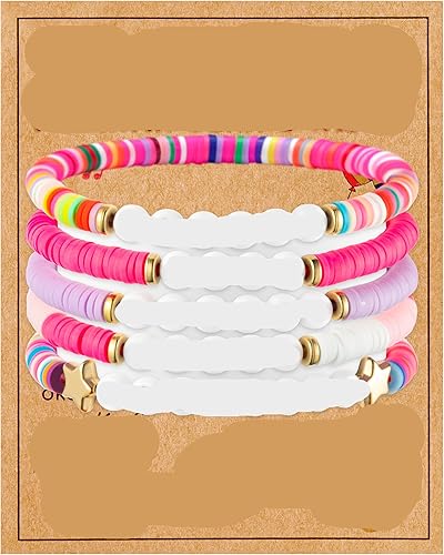 Juego de 5 pulseras Karol con tarjeta, Manana Sera Bonito Bichota, álbum inspirado en la temporada, pulsera de cuentas de arcilla en capas, pulseras