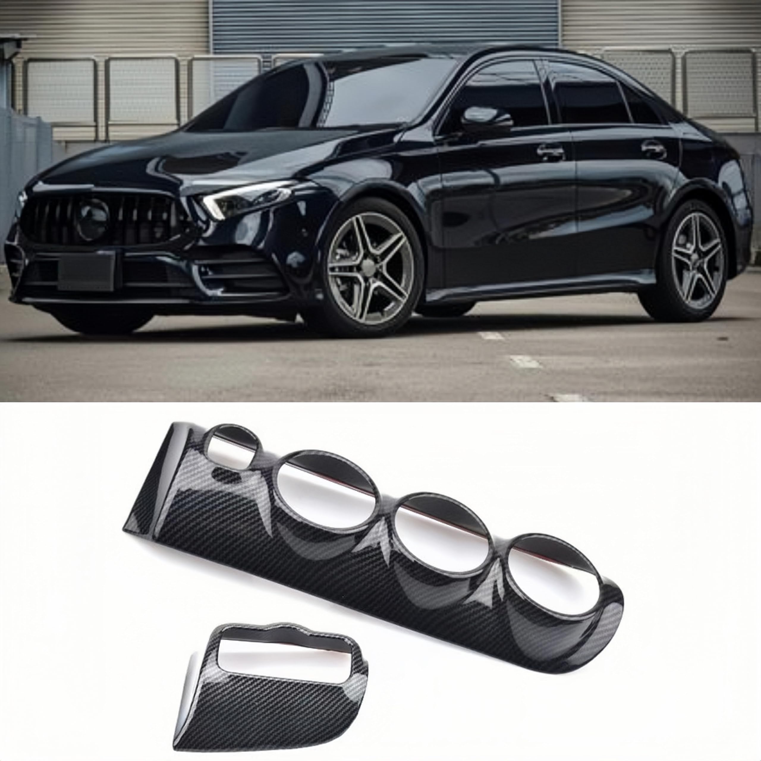 POETRYXIAO Panneau de ventilation de tableau de bord de commande centrale pour Mercedes Classe A CLA W177 V177 C118 X118 2019-2024 (fibre de carbone)