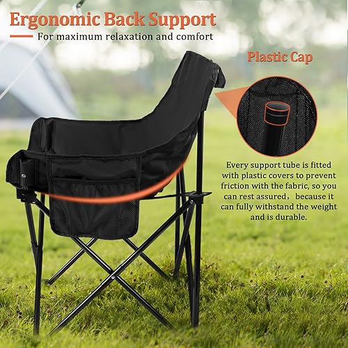 Miniatura 6 de Joyfair Silla de campamento al aire libre para adultos, sillas plegables grandes y portátiles con bolsa de transporte para patio, playa, pesca,