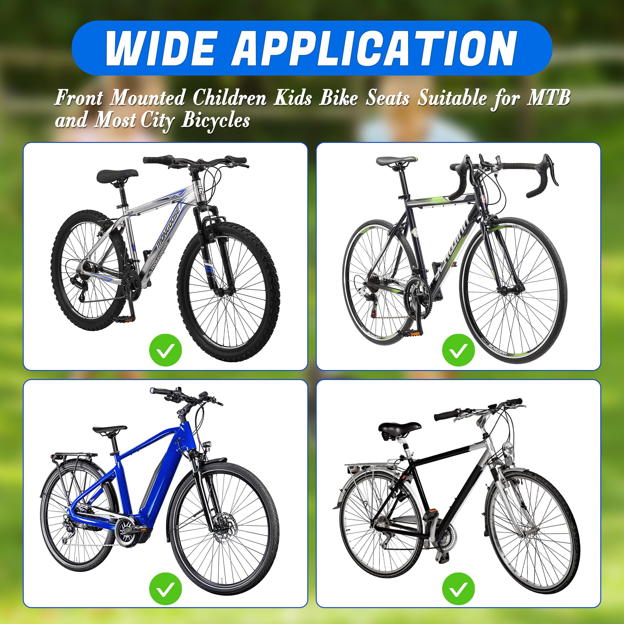 Fotelik rowerowy montowany z przodu dla dzieci, do roweru górskiego, fotelik dziecięcy, zestaw pedałów nożnych, nadaje się do rowerów MTB, miejskich, dla rodziców i dzieci