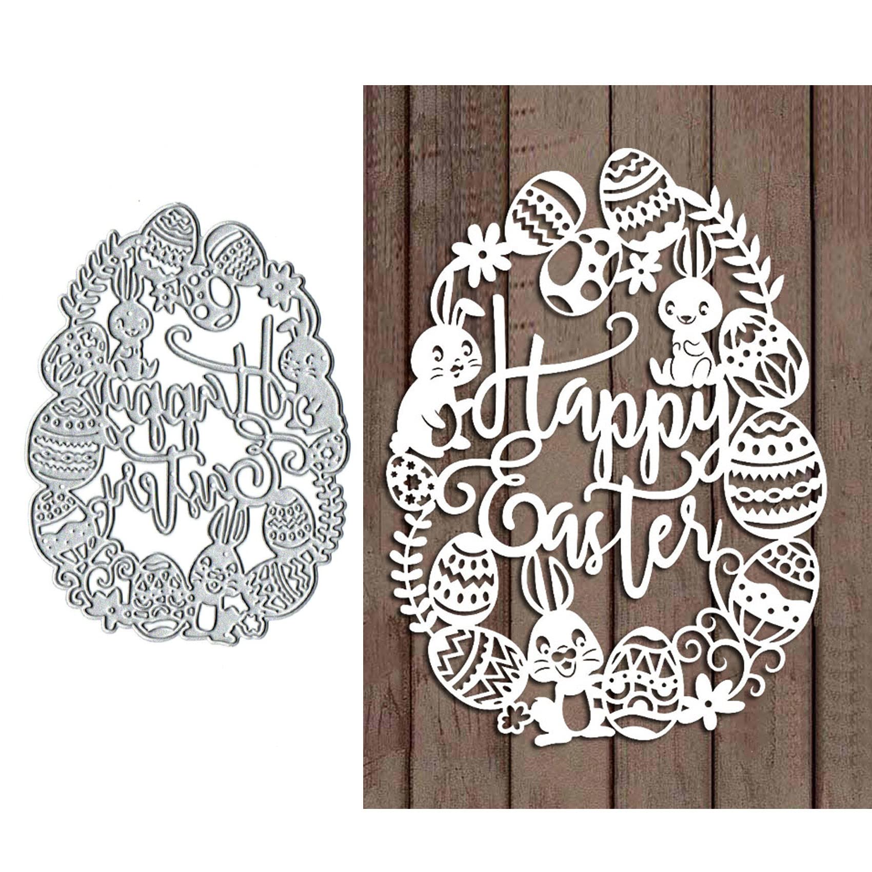 Happy Easter Rabbit Metal Die Cuts for Card Making,Easter Rabbit Flowr Egg Card Cutting Dies Cut Stencils DIY Scrapbooking Album Decorative Paper Card Embossing Craft